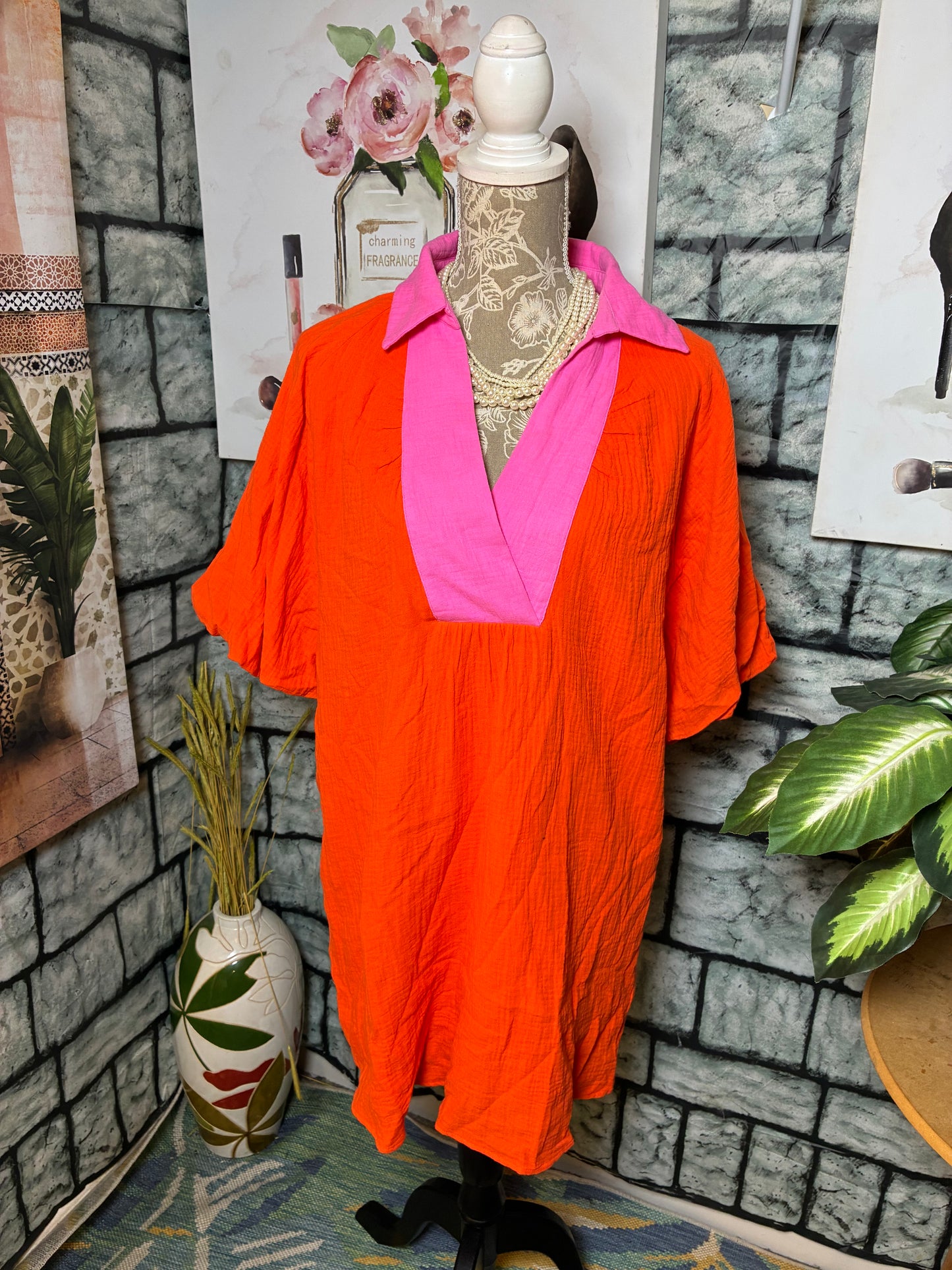 THML Orange Pink Dress Women sz Small