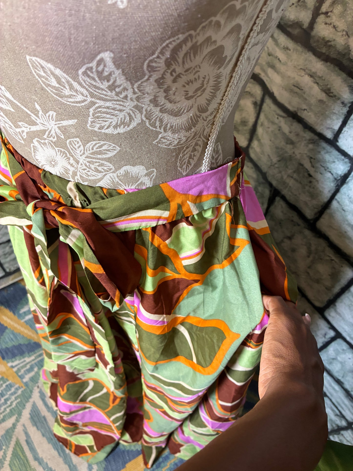 NEW Cato Green Pink Orange Print Skirt Women sz XL (can fit 2XL)