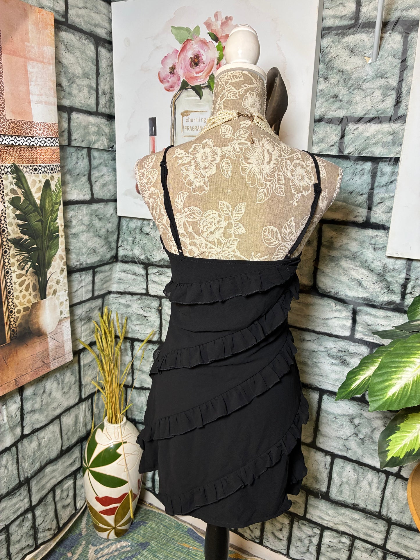Black Ruffle Dress Women sz Small