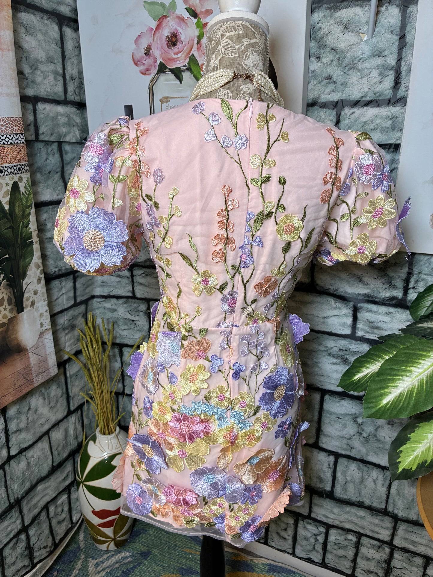 B Right Pink Floral Dress Women sz Medium
