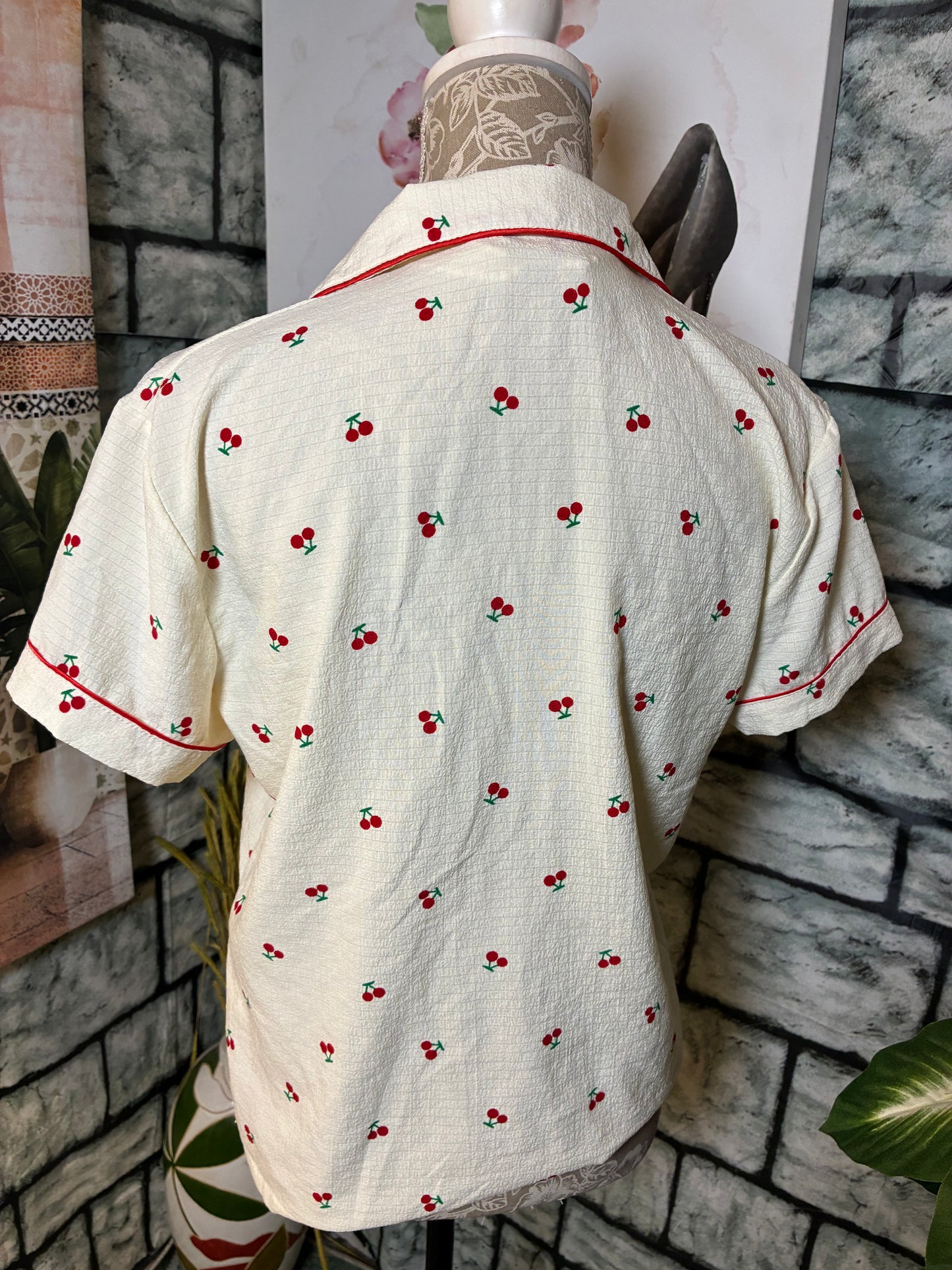 Off White Cherry Blouse Women sz Medium
