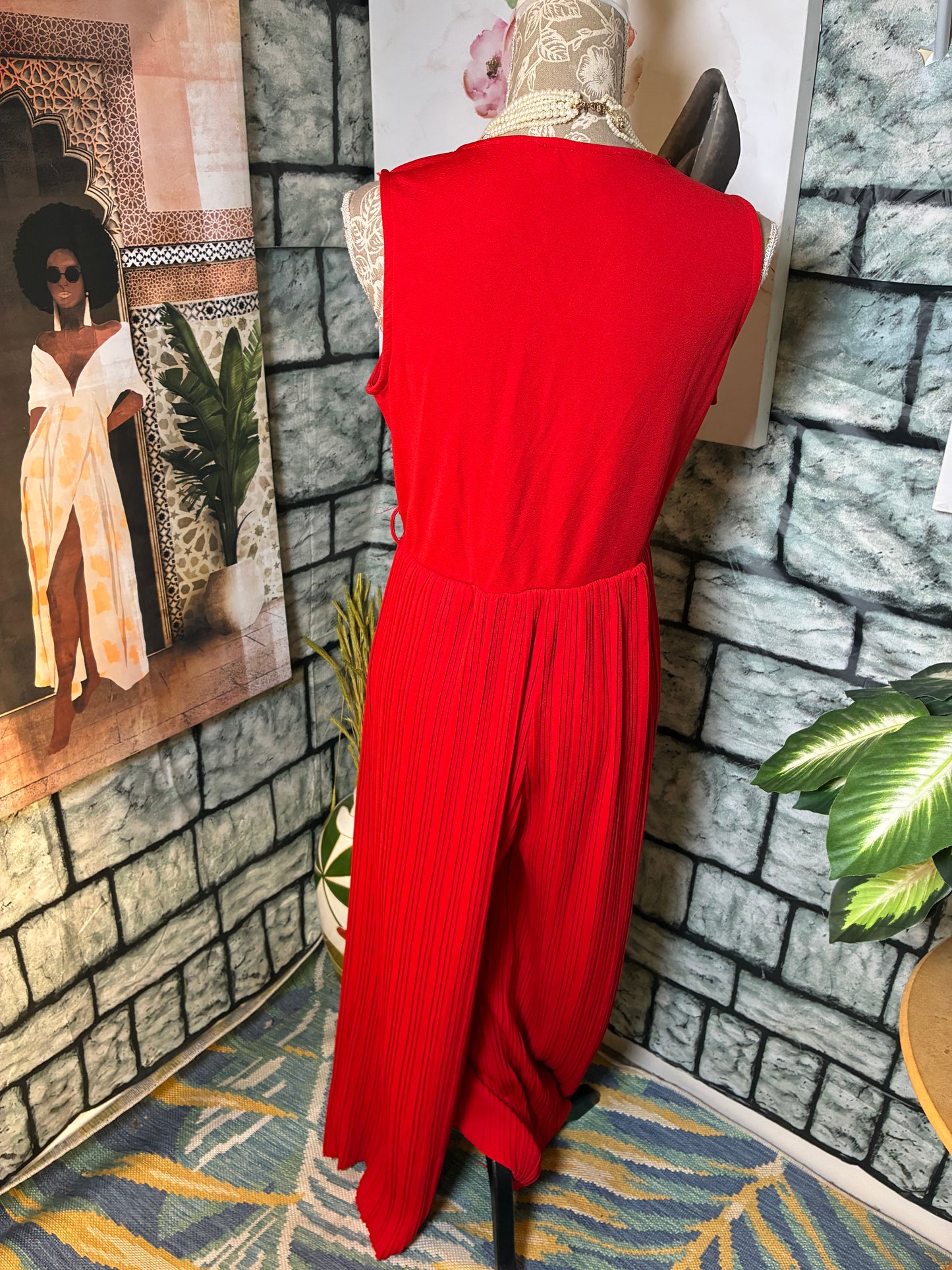 Bold & Chic Red Jumpsuit Women sz Large