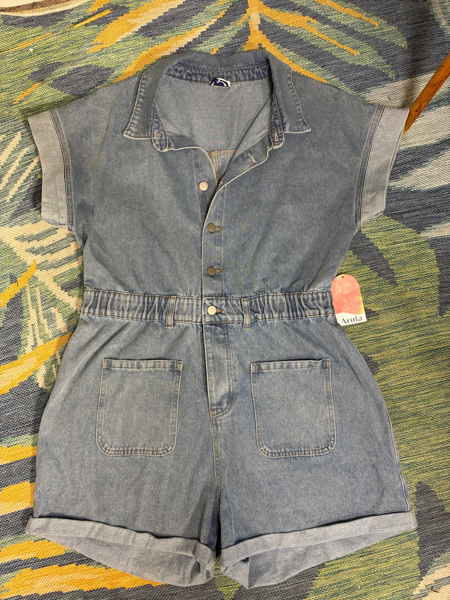 NEW Arula Blue Denim Romper Women sz XL
