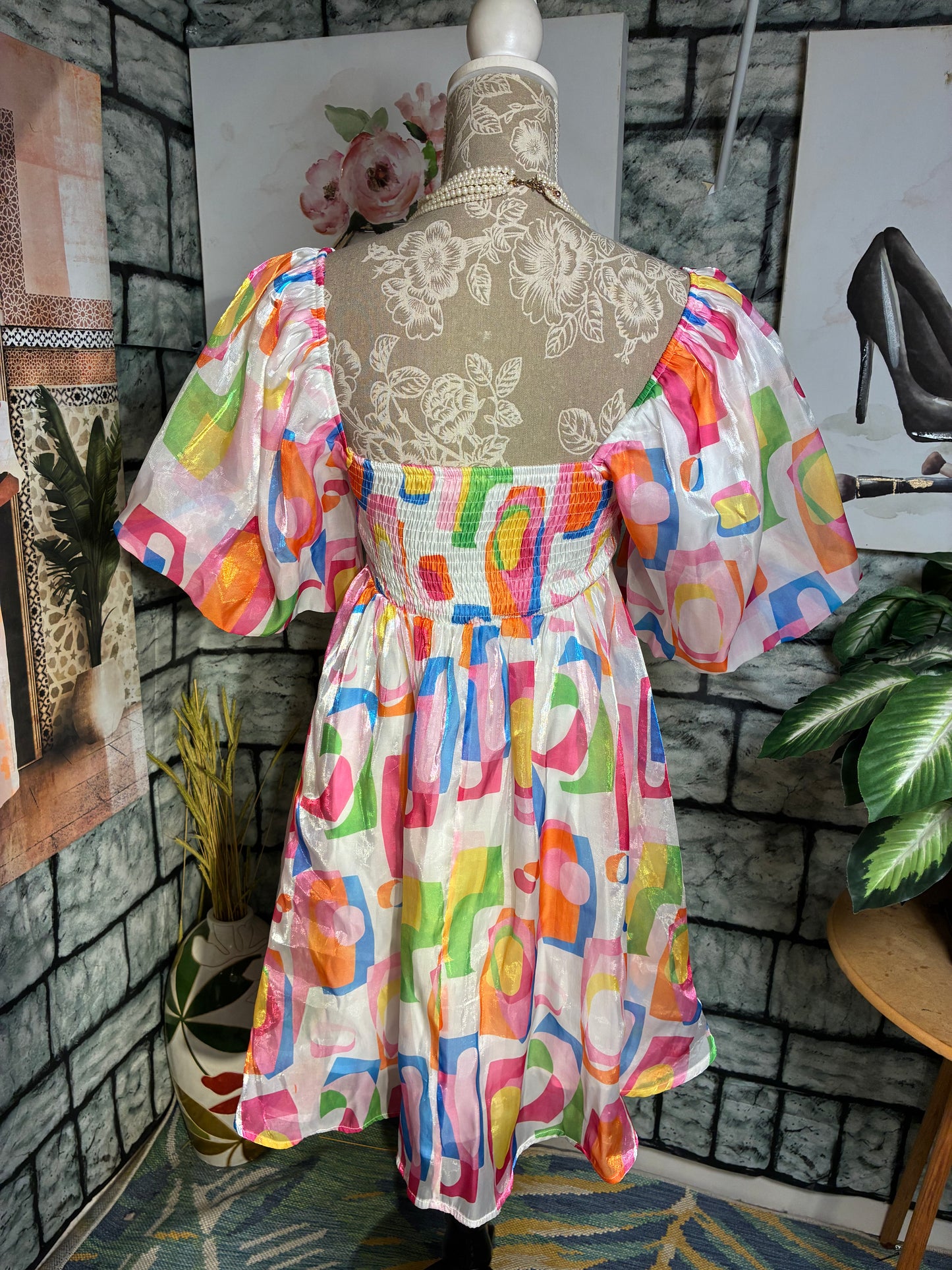 Peach Love Colorful Dress Women sz Medium