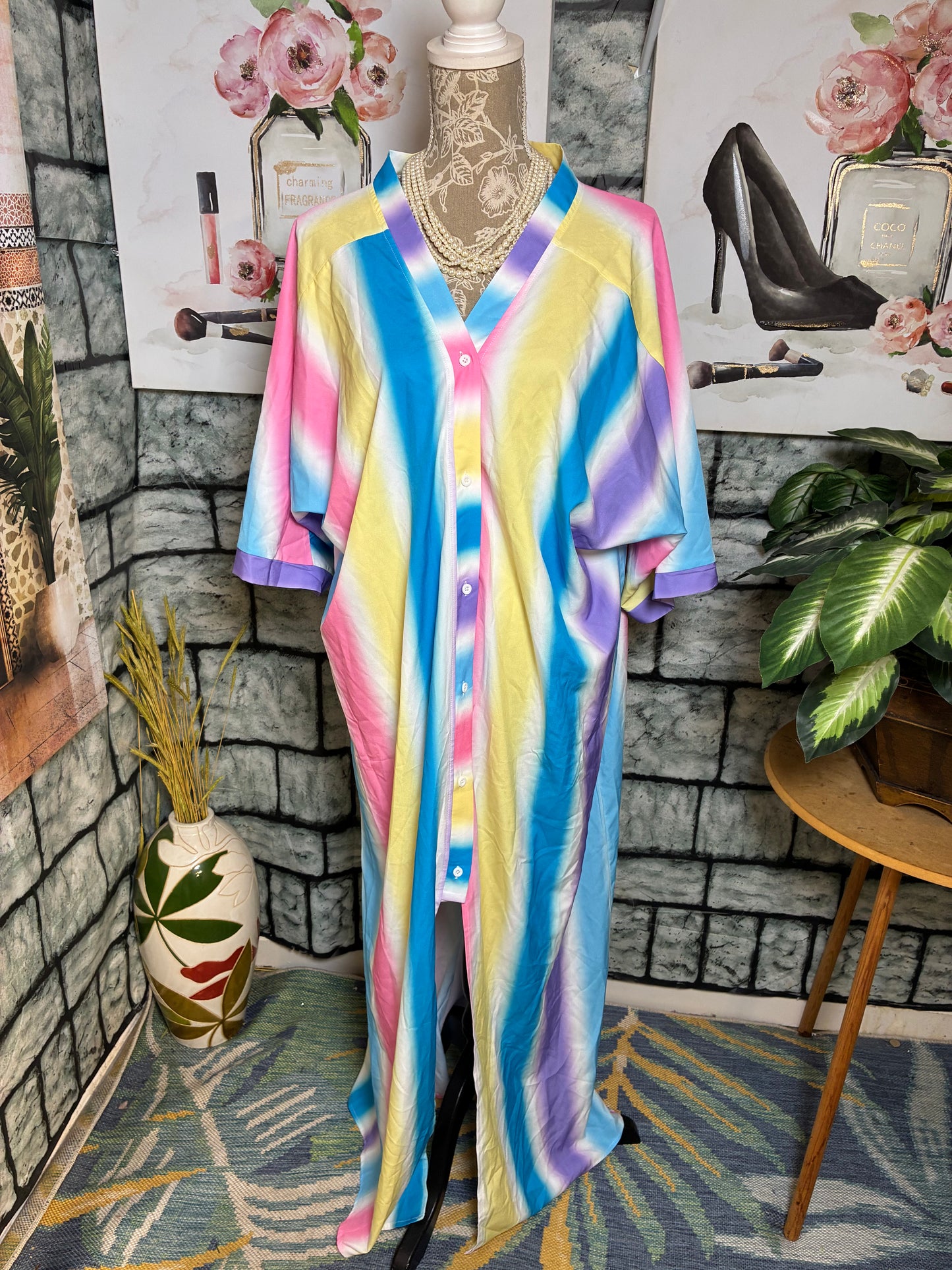 Colorful Button Dress Women sz 1XL