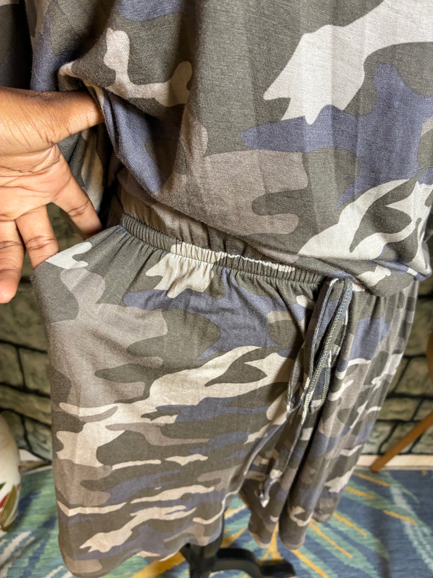 Zenana Green Camo Romper Women sz XL