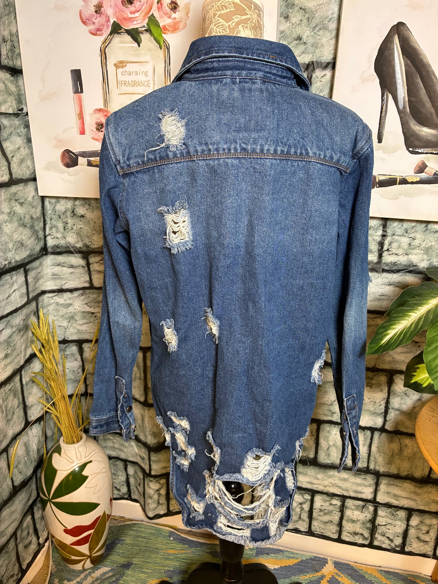 American Bazi Blue Denim Jacket Women sz Medium