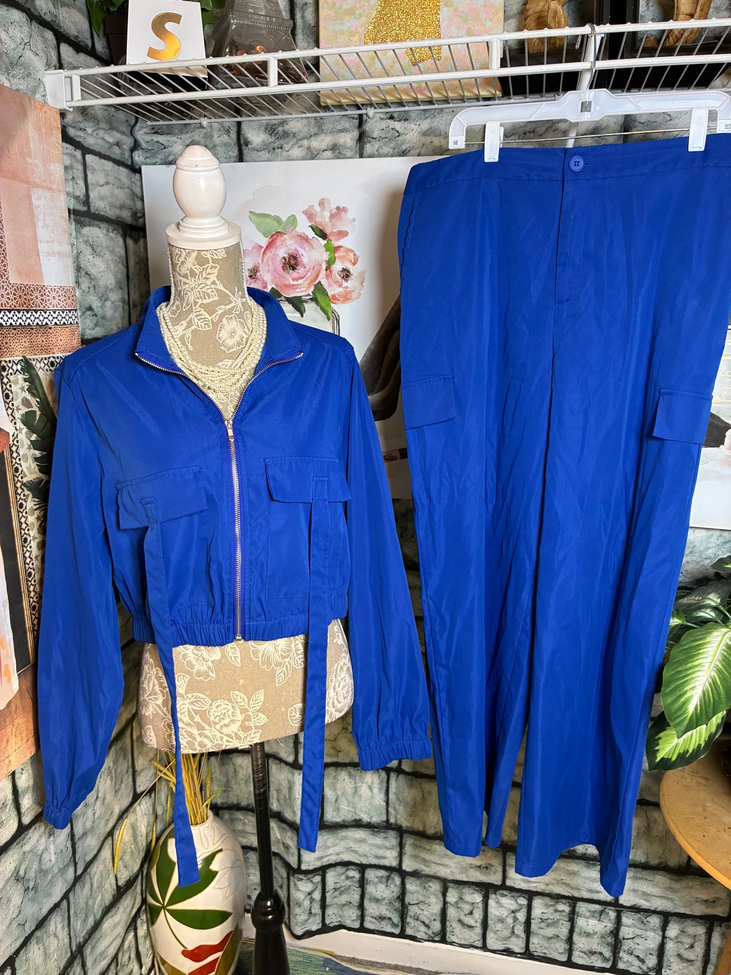 Shein Blue 2 Piece Pants Set Women sz 1XL