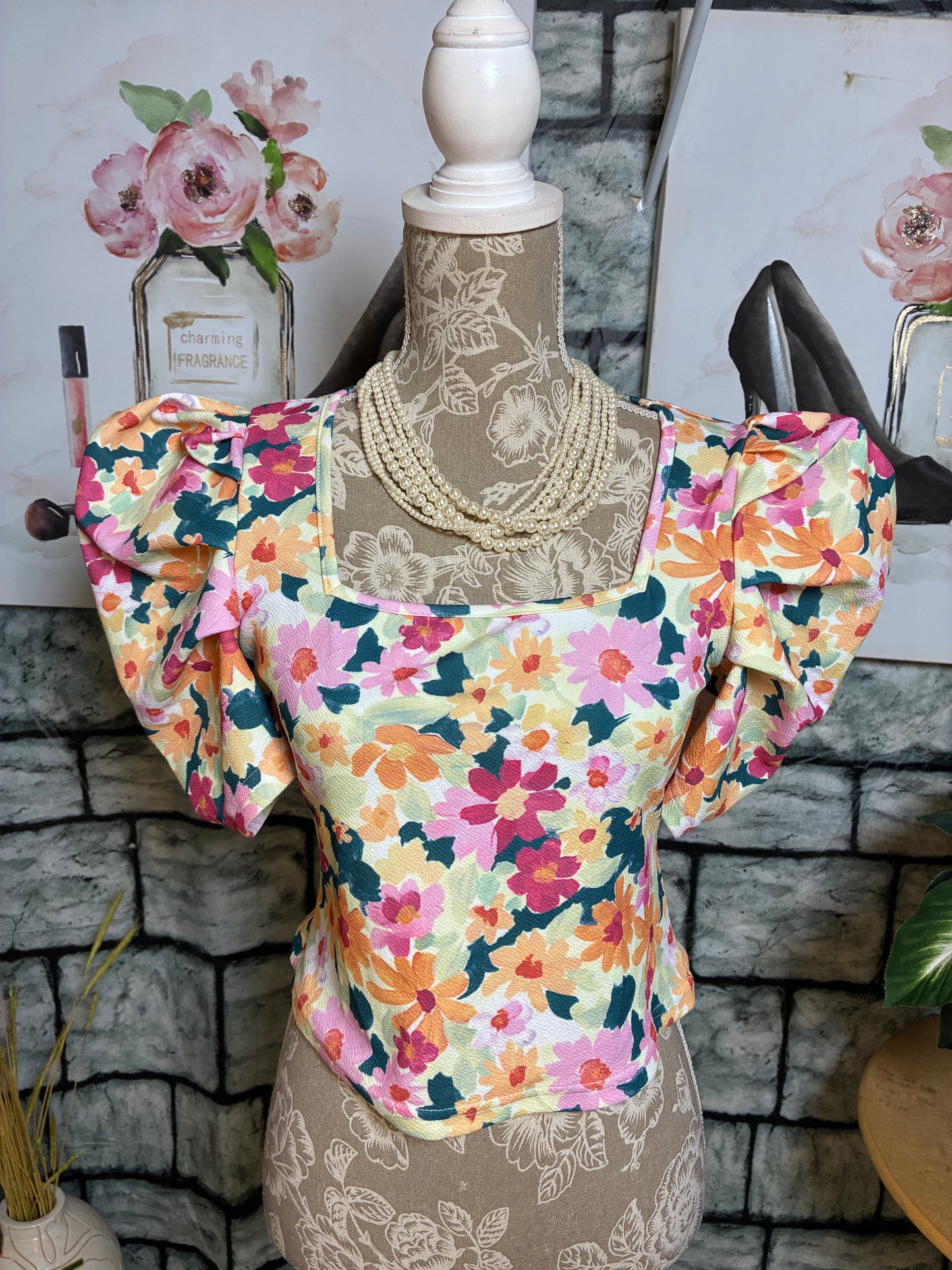 Shein Floral Blouse Women sz Medium