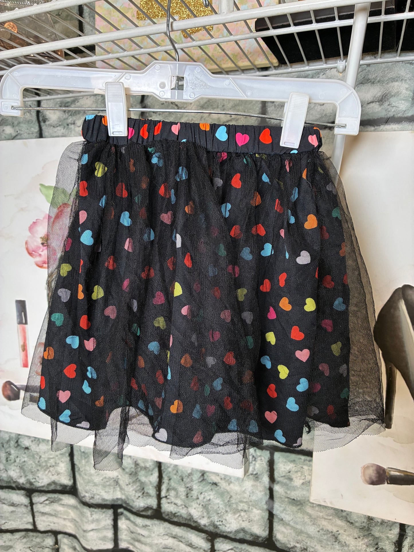Black Heart Skirt Girls sz 130 = sz 8