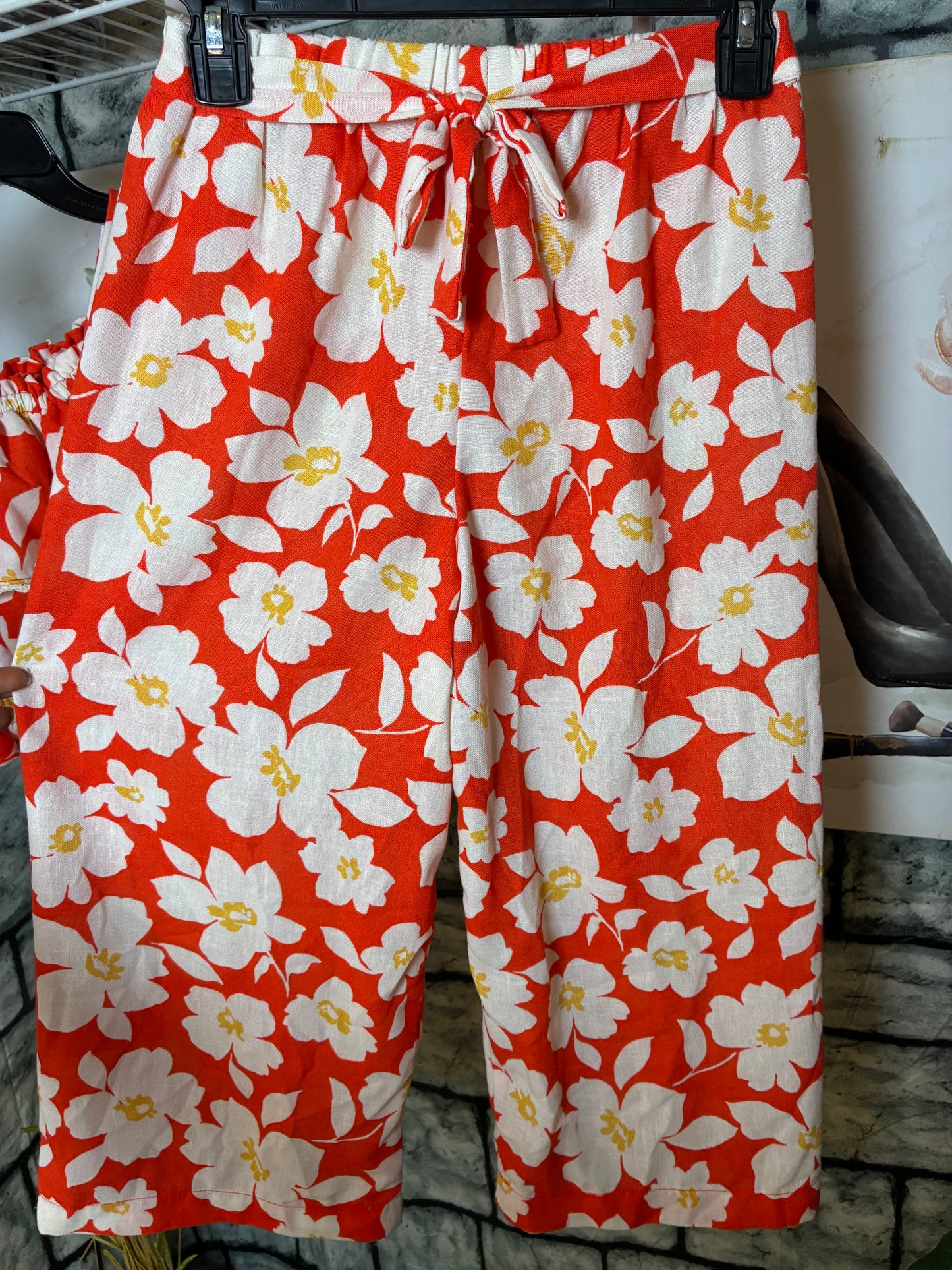 Bonnie Jean Orange Floral Pants Set Girls sz 12