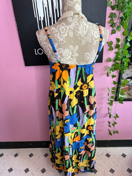 Roxy Black Colorful Dress Women sz Small
