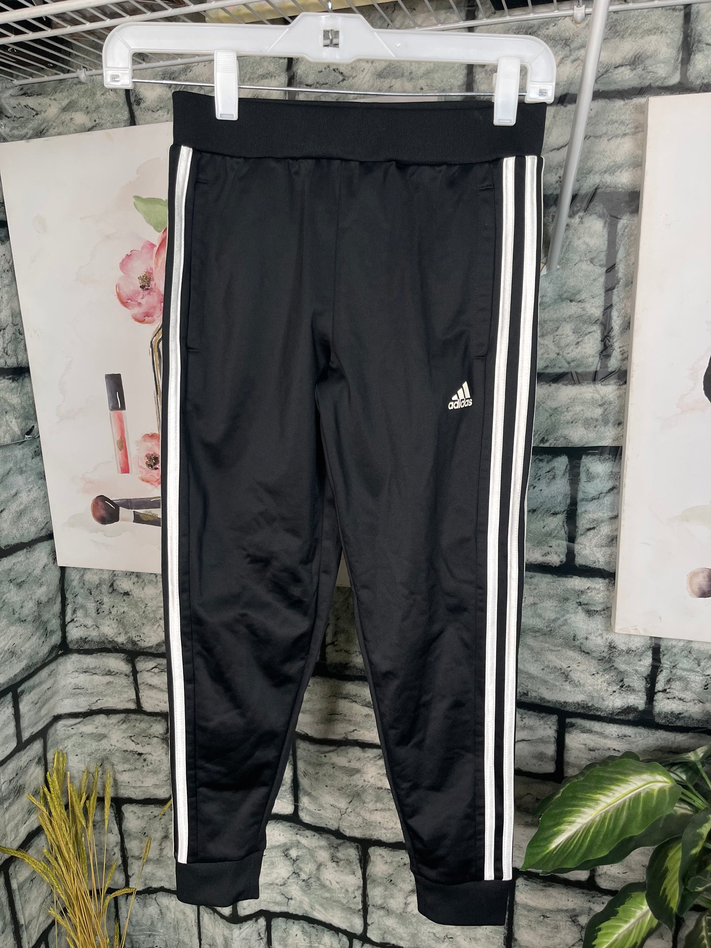 Adidas Black White Pants Girls Boys sz Small 7/8