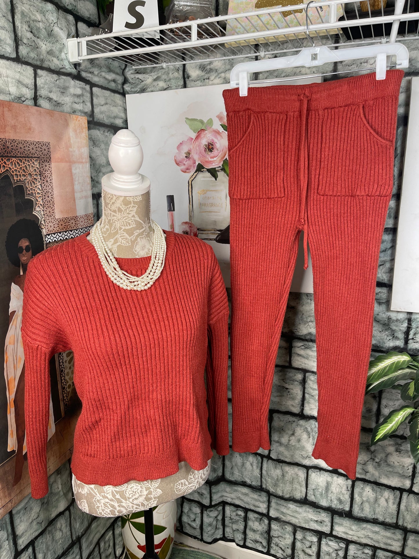 Fashion Nova Orange 2 Piece Set Women sz Large