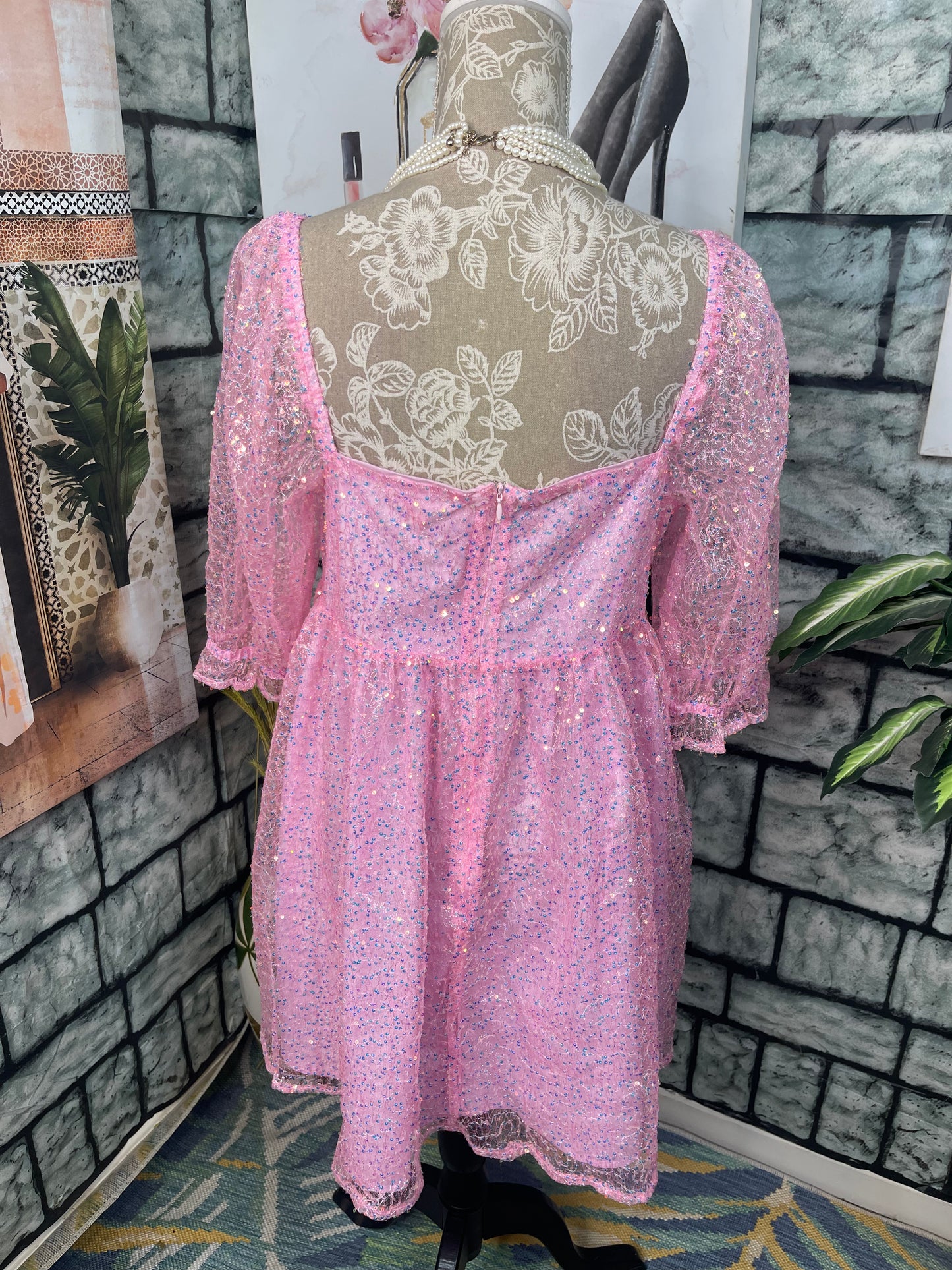 Main Strip Pink Dress Women sz Large