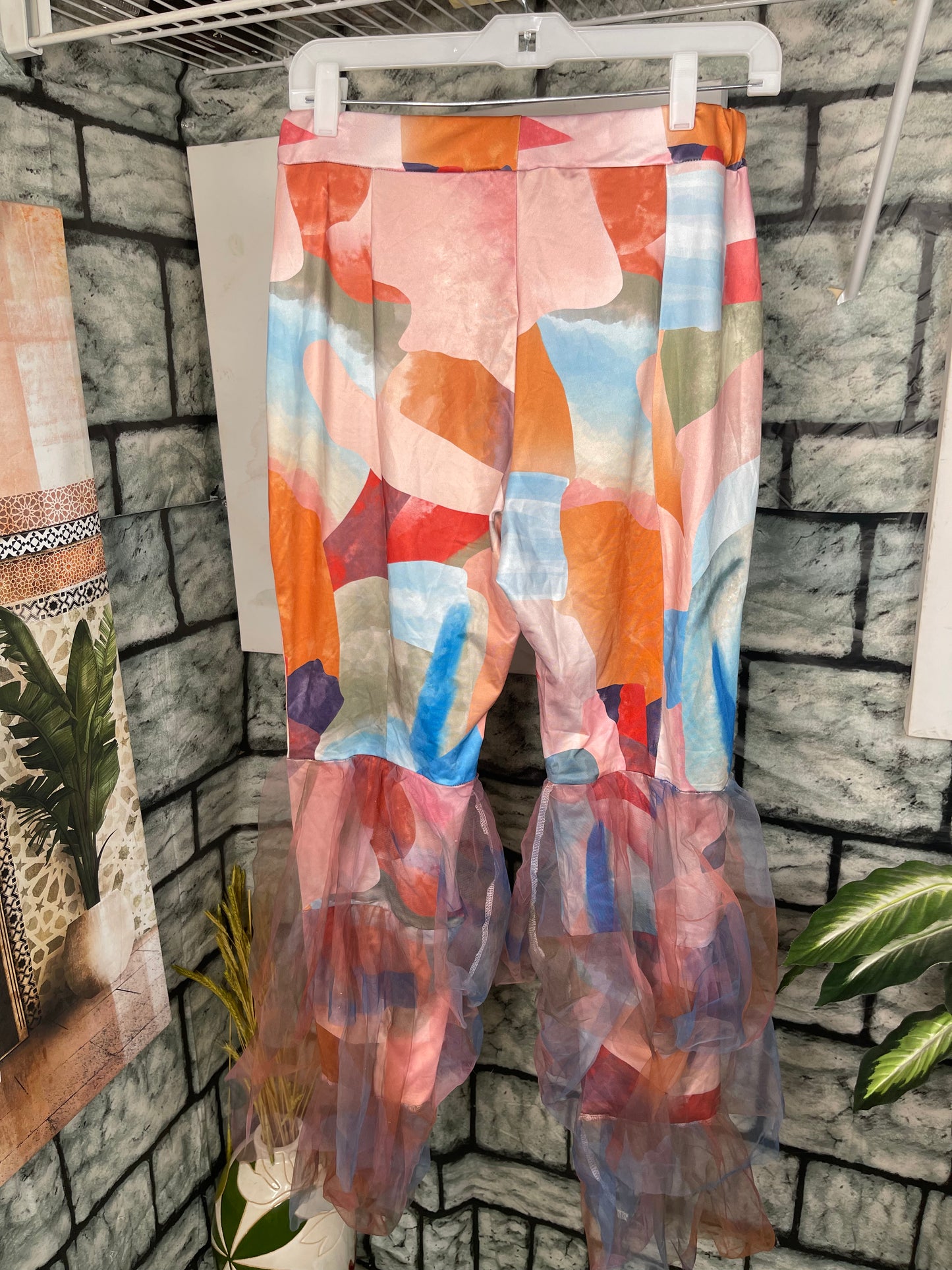 Colorful Flare Pants Women sz Large