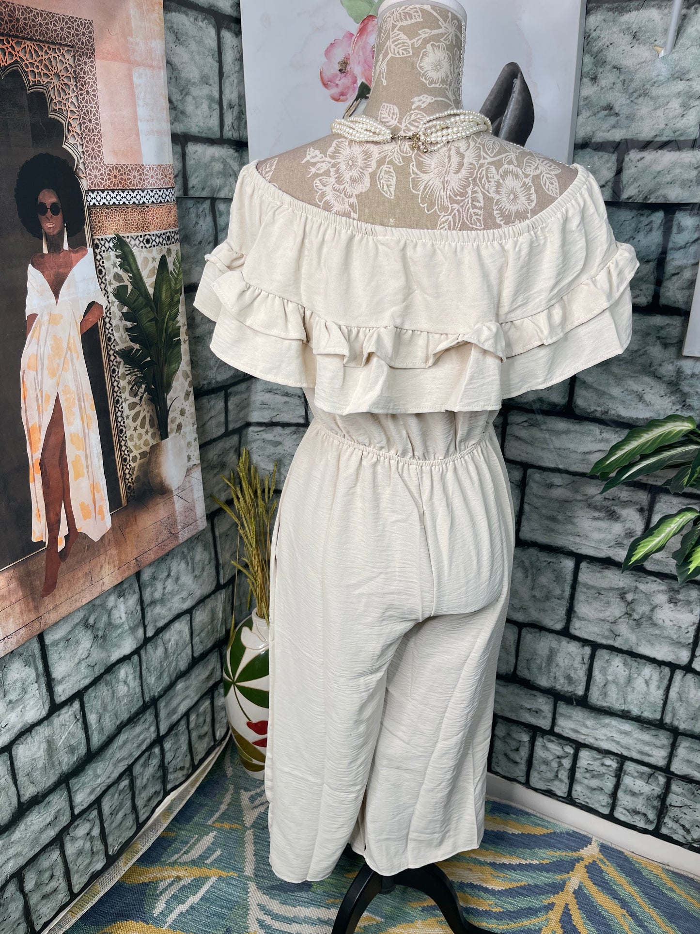 Sweet Lovely Beige Jumpuit Women sz Medium