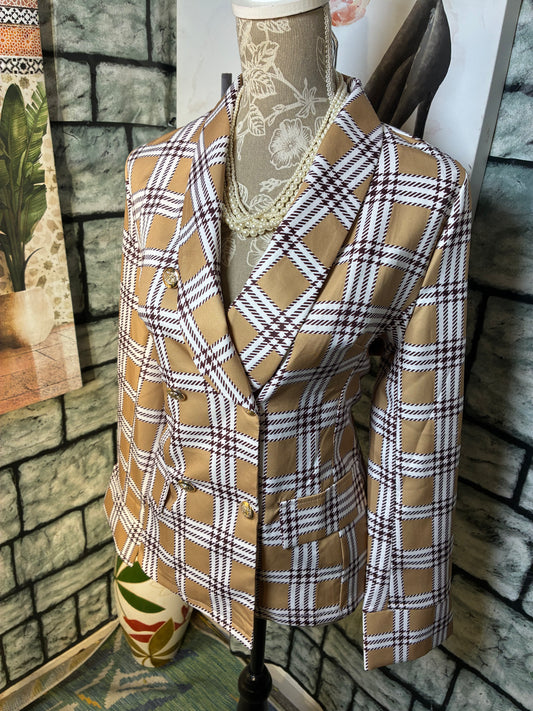 Tan Brown Blazer Blouse Women sz XL