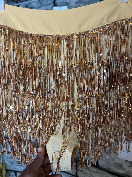 Shein Gold Skirt w/shorts Women sz Small