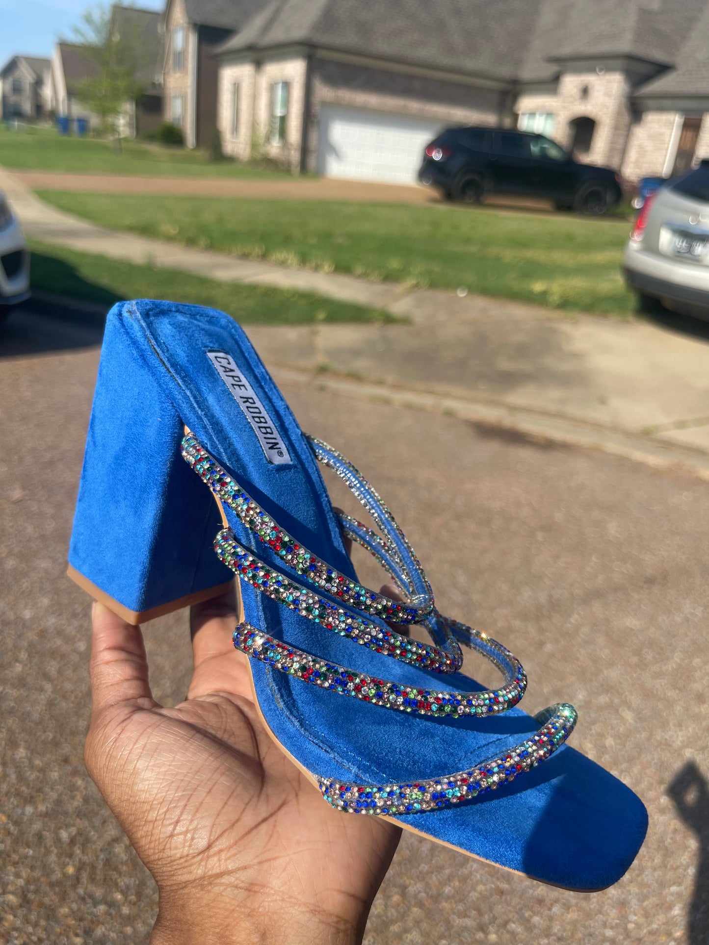 Cape Robbin Blue Rhinestone Heels Women sz 7