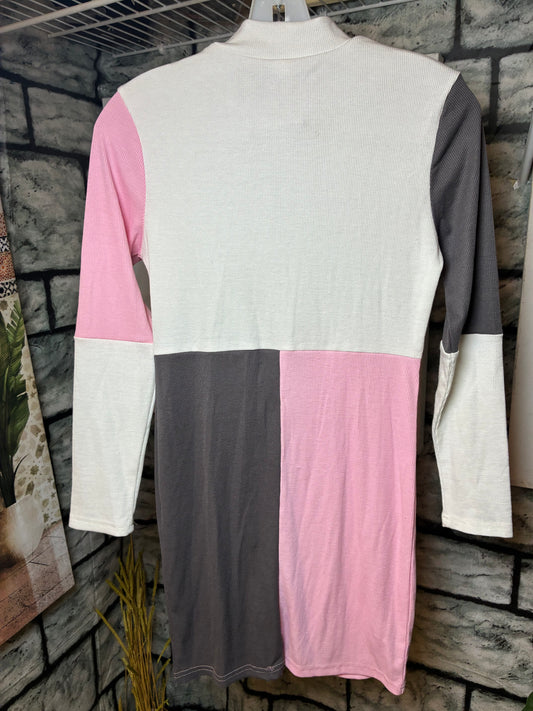 Shein White Pink Gray Dress Girls sz 11/12Y