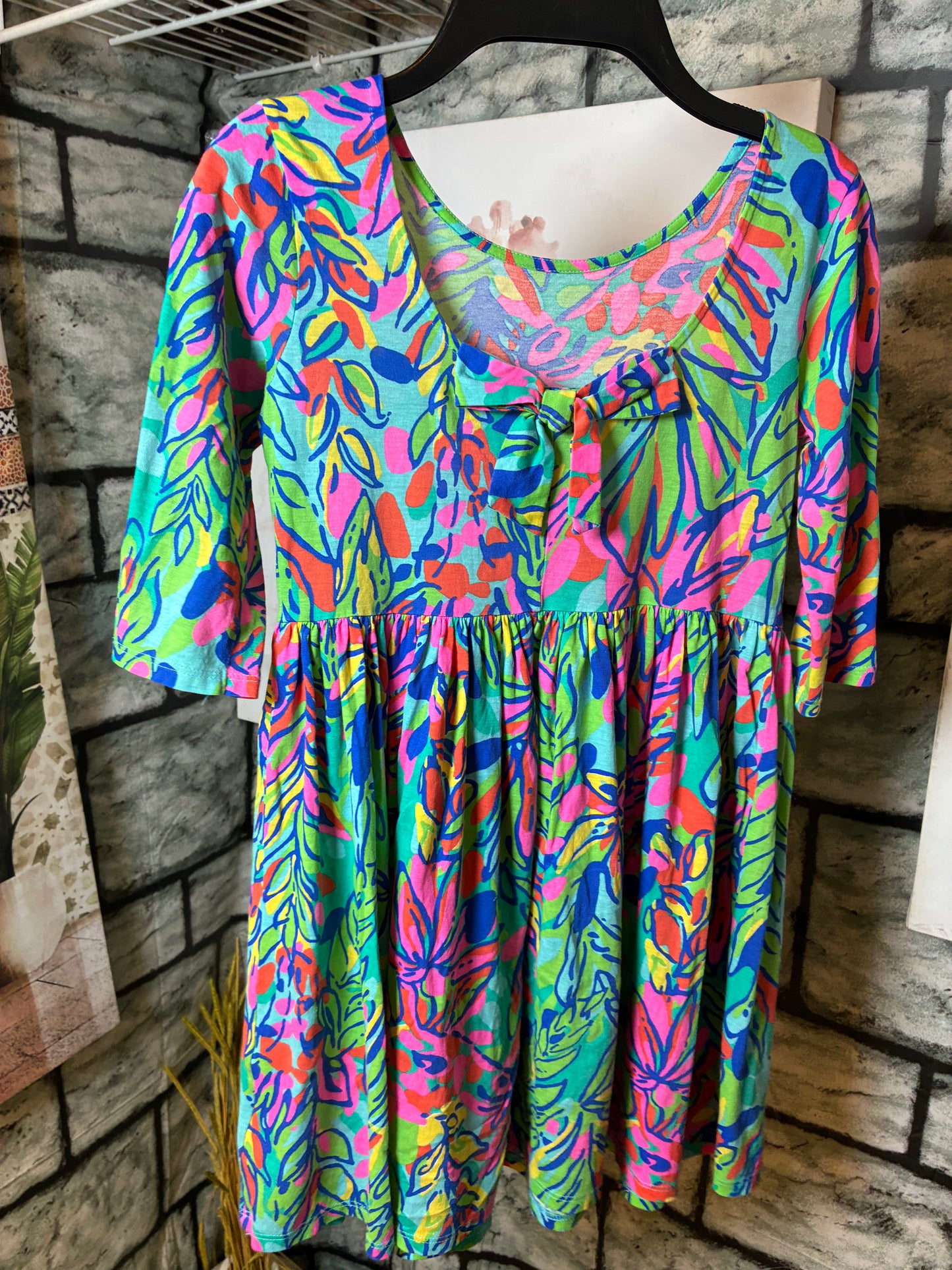 Lilly Pulitzer Green Blue Dress Girls sz 8/10