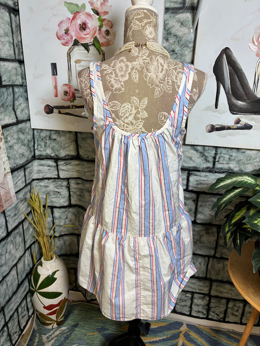 Old Navy White Red Blue Dress Women sz Medium
