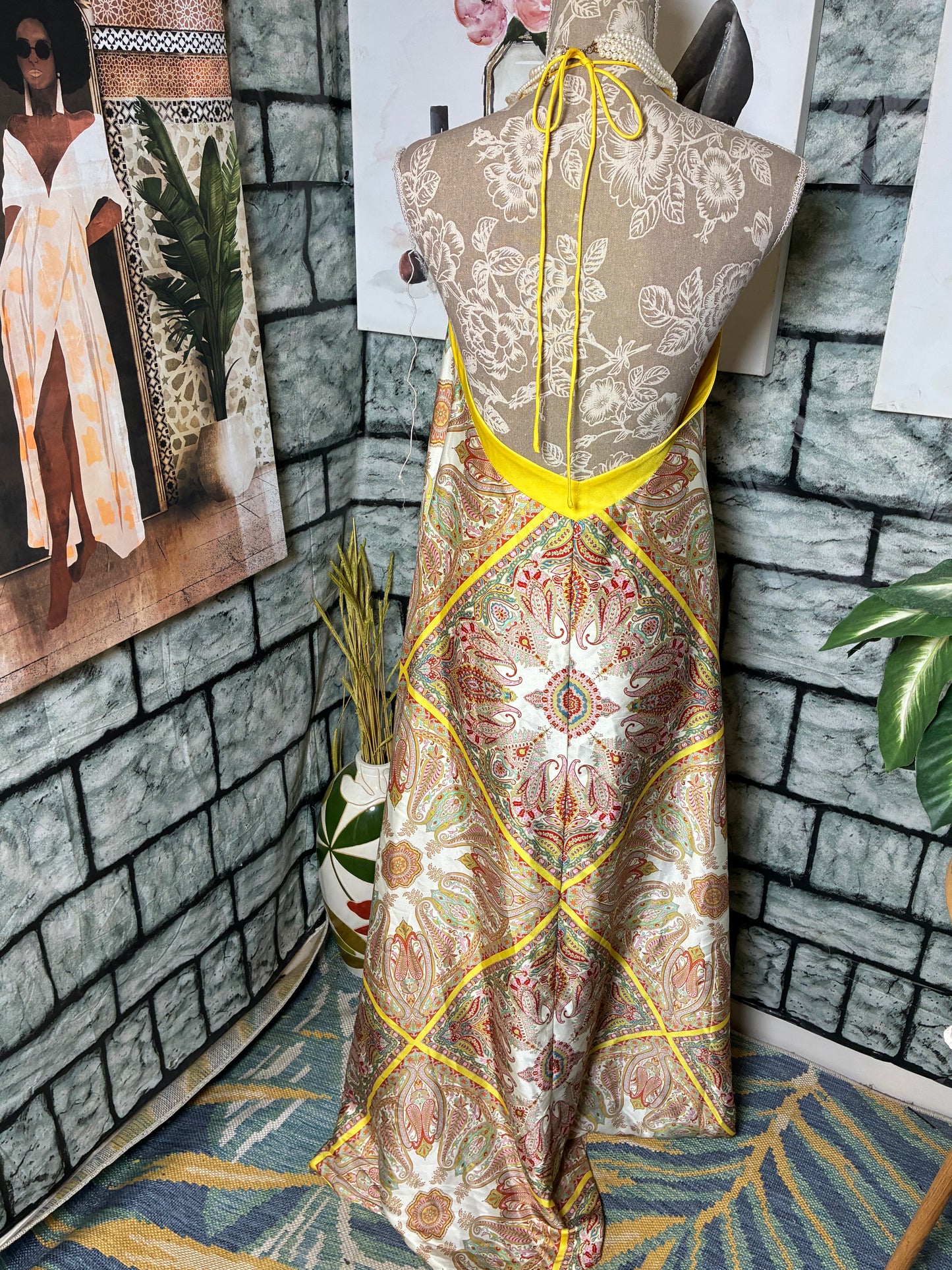 Forever 21 Yellow Print Dress Women sz Small
