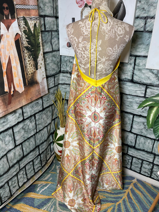 Forever 21 Yellow Print Dress Women sz Small