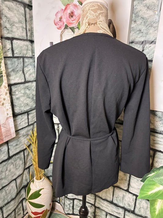 Shein Black Blazer Cover Blouse Women sz XL