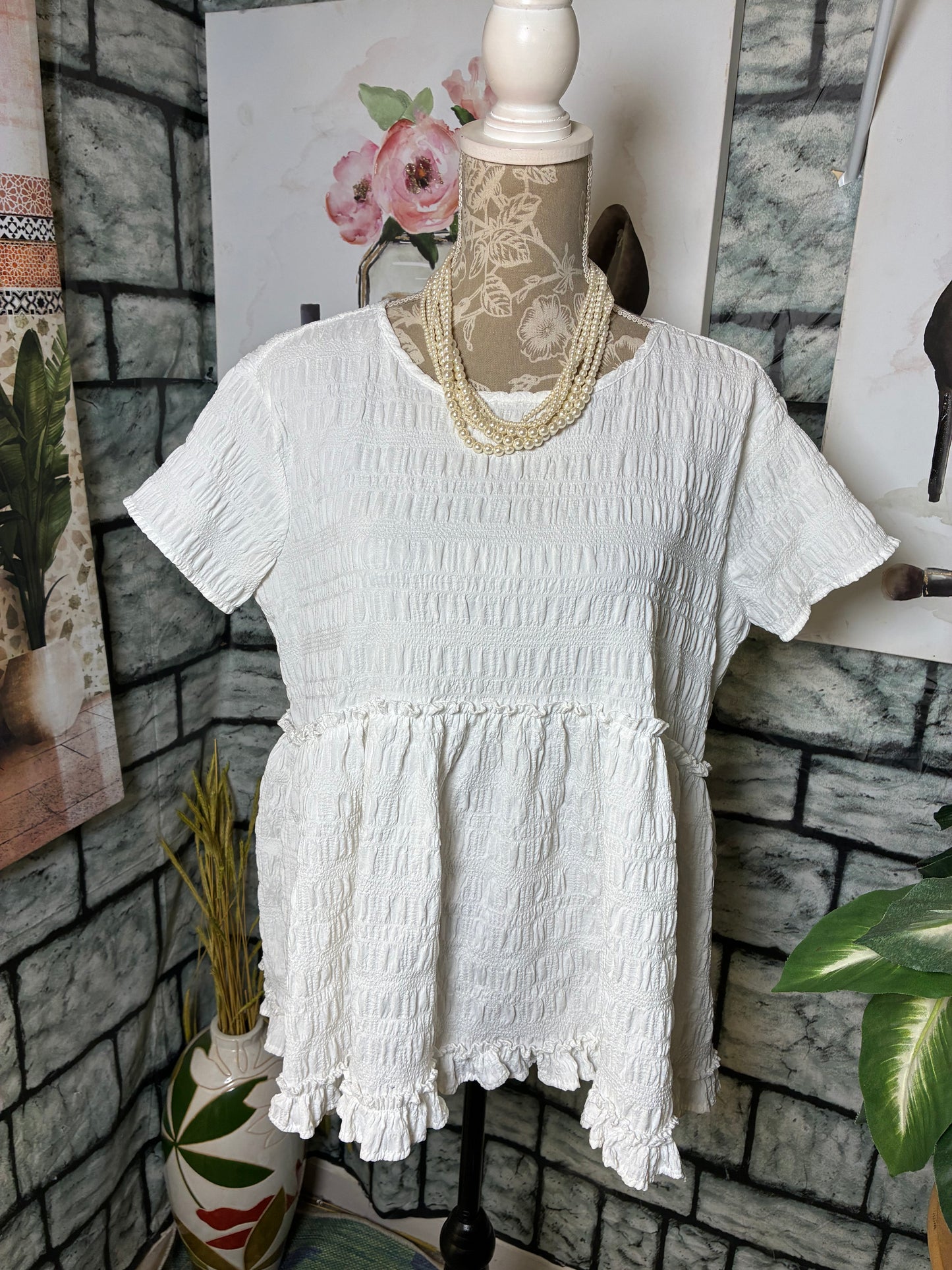 Entro White Blouse Women sz Small