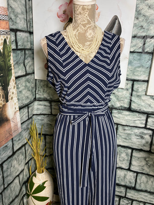 Monteau Blue White Jumpsuit Women sz Small