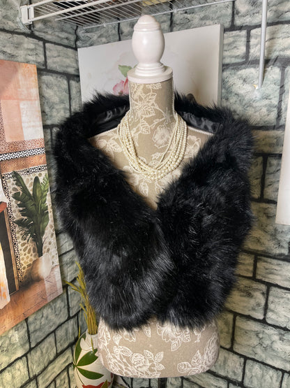 Black Fur Cover Top/ Wrap Women One Size