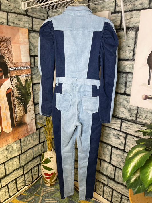 Fashion Nova Blue Denim Jumpsuit XS