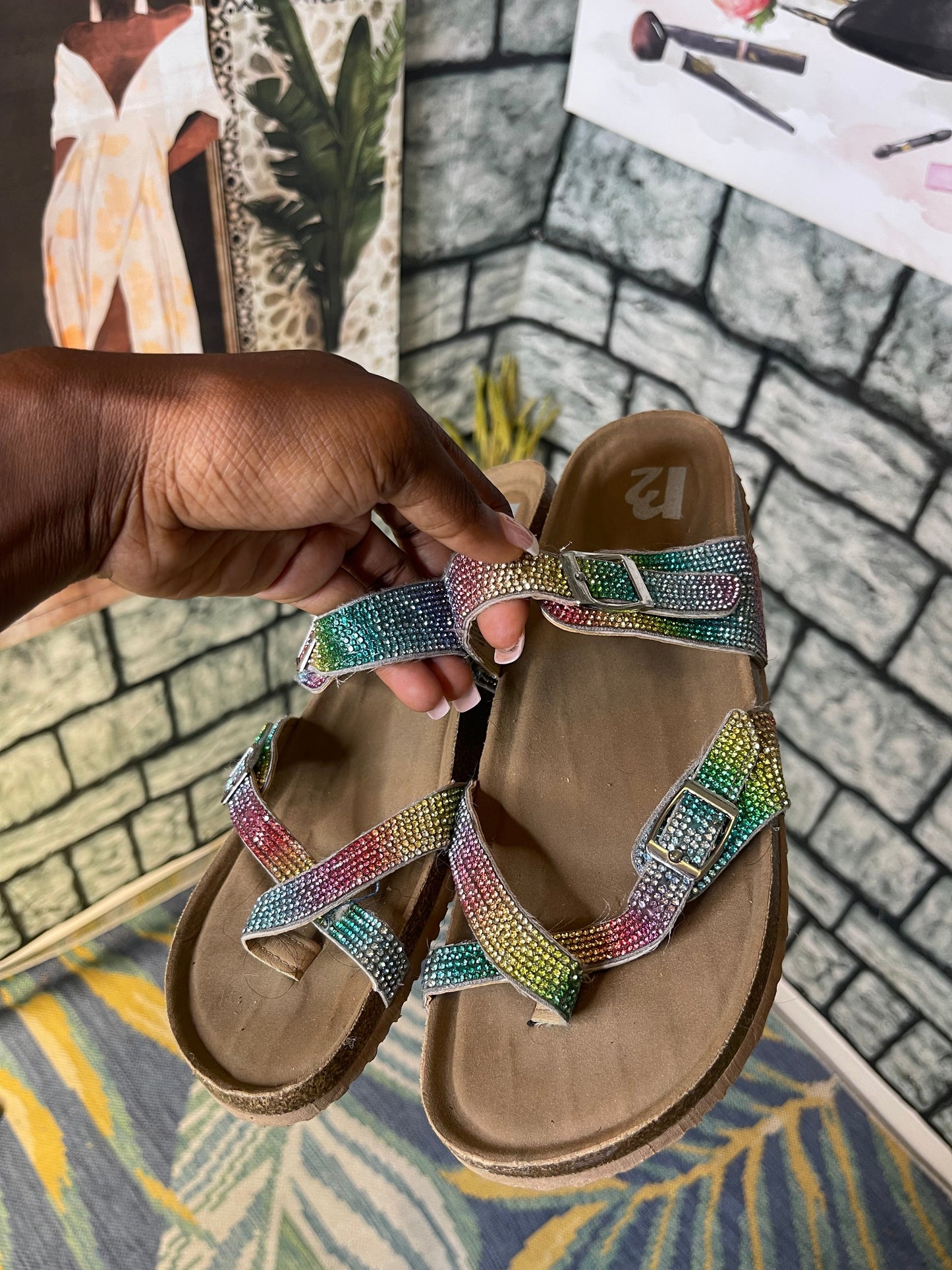 R2 Colorful Sandals Women sz 10