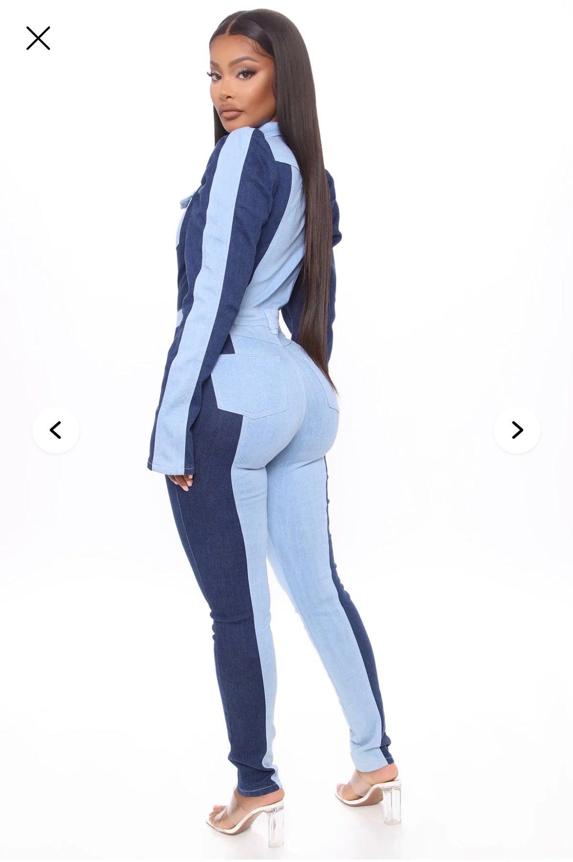 NEW Fashion Nova Blue Denim Set Women sz Large