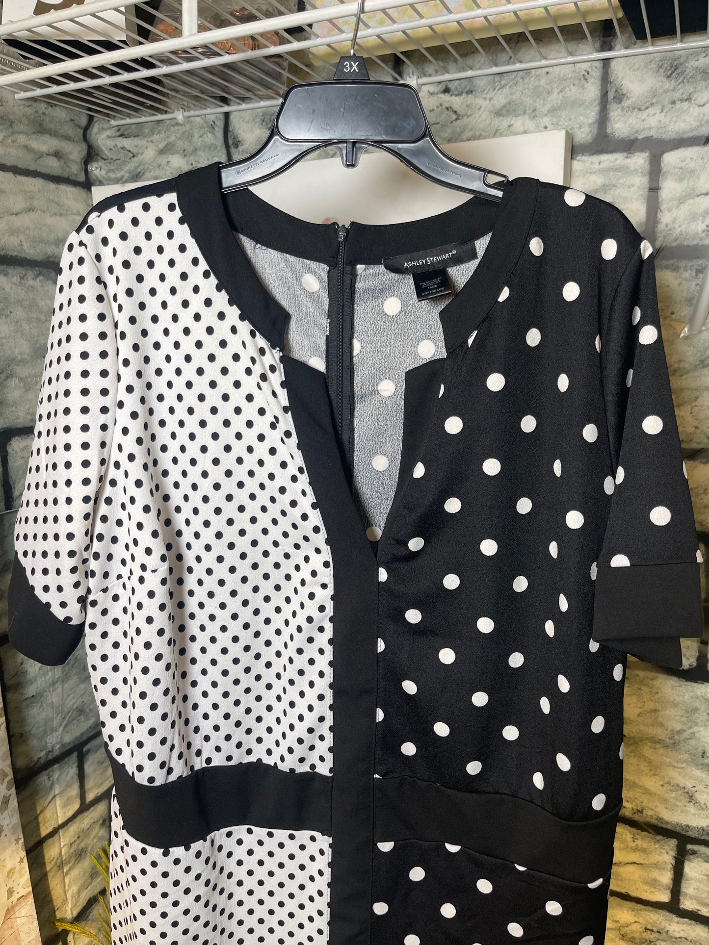 Ashley Stewart Black White Polka Dot Dress Women sz 18/20