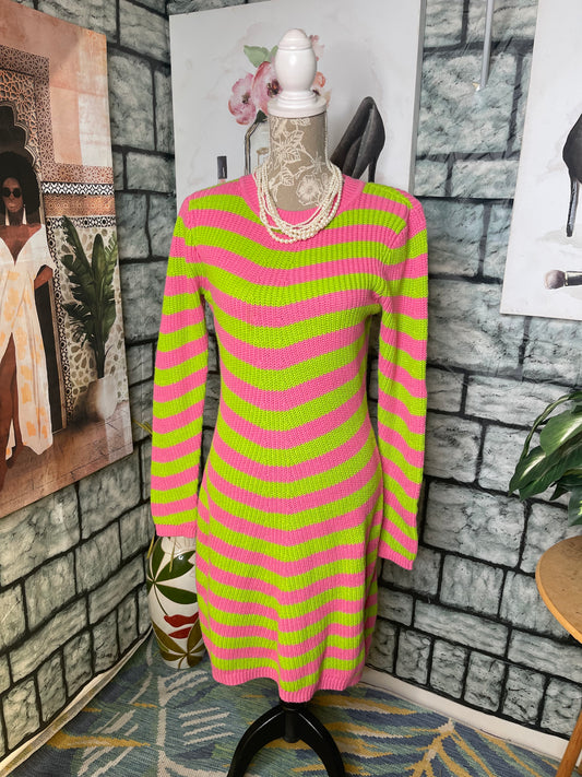 Pink Green Dress Women sz Medium