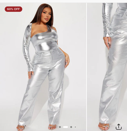 NEW Fashion Nova Silver Pants Women sz 20