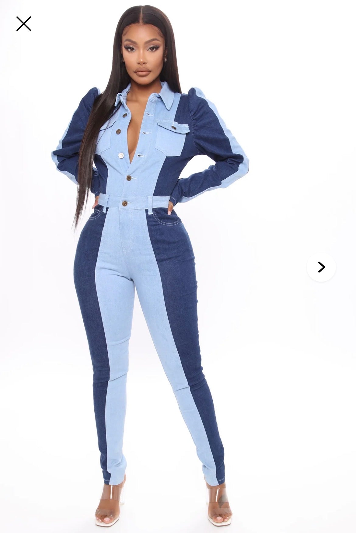 NEW Fashion Nova Blue Denim Set Women sz Large