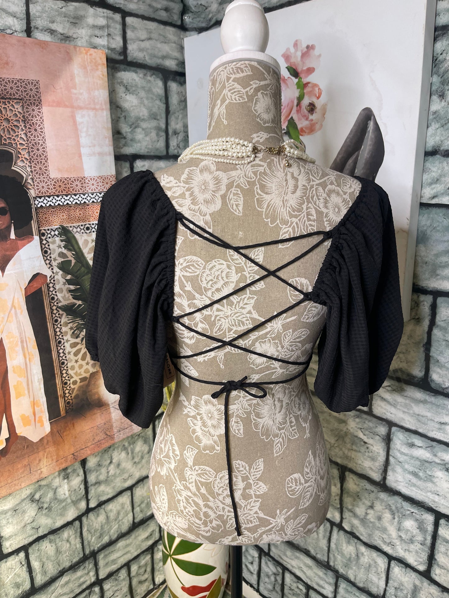 Pretty Garbage Black Blouse Women sz Small