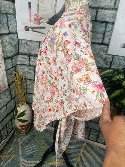 Beige Floral Cover Duster Women sz One Size (best fits up to XL)
