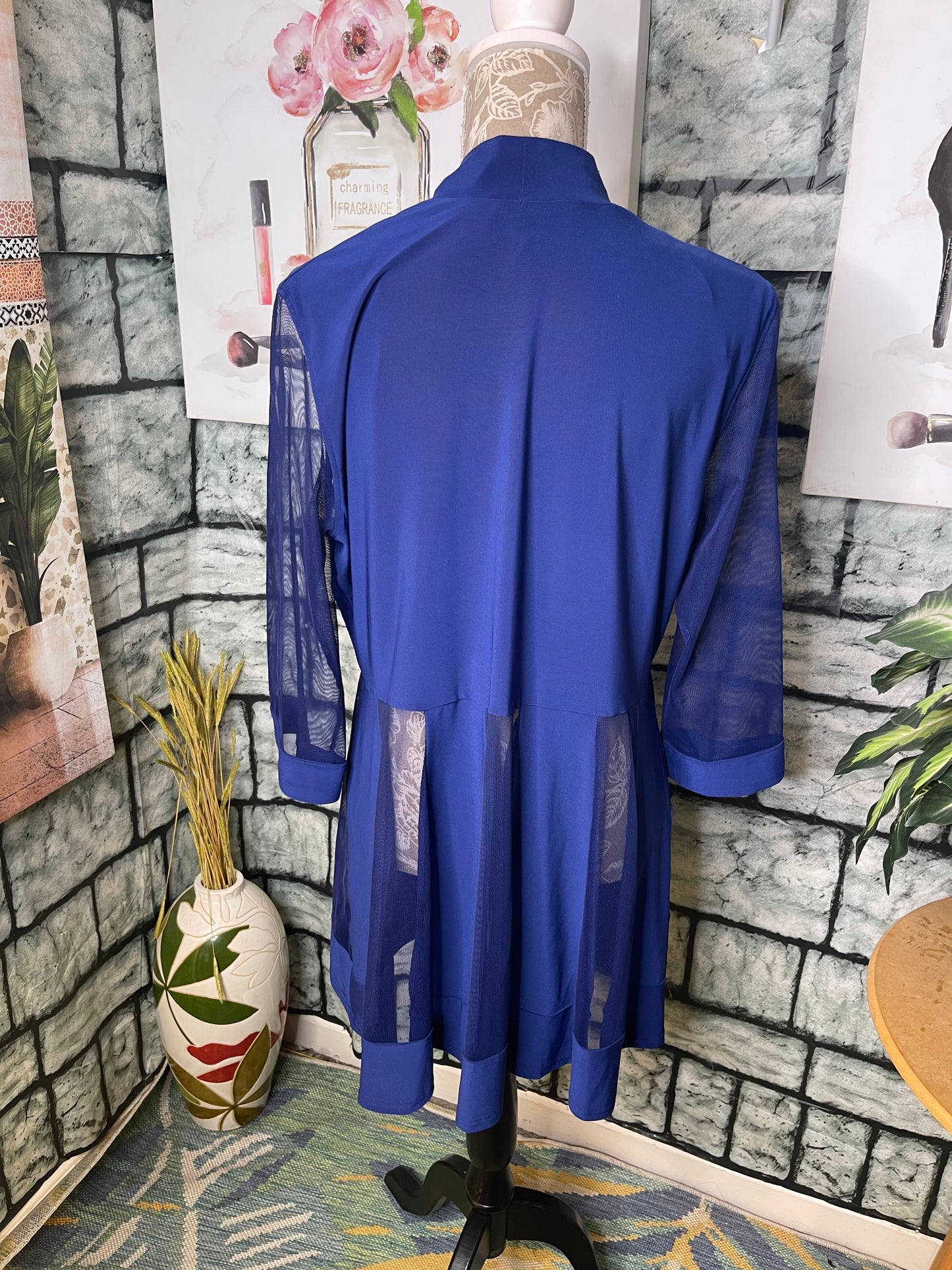 R&M Richards Blue Blouse Women sz 14