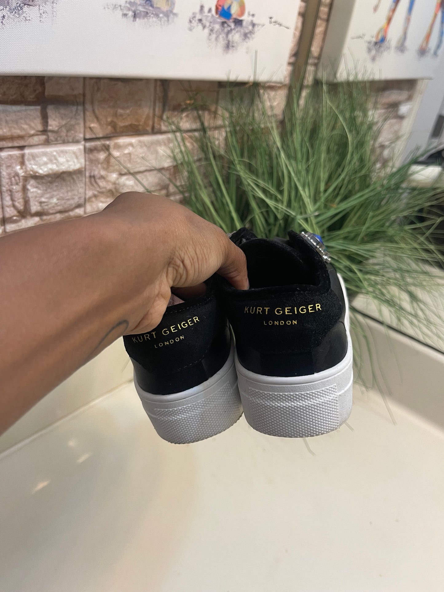 Kurt Geiger Black Rhinestone Sneakers Girls sz 2