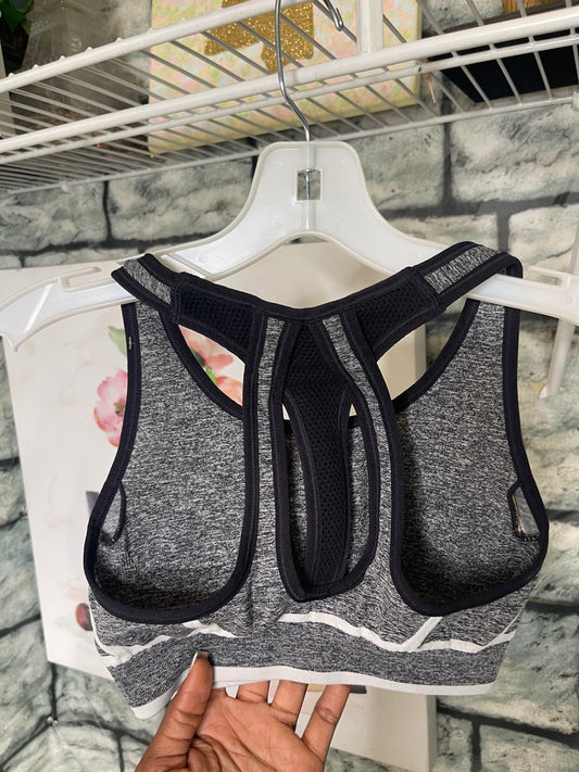 Hanes Black Gray Sports Bra Women sz XS