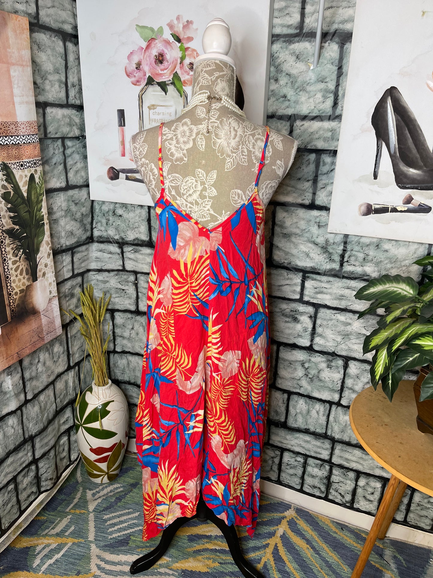 Entro Red Print Dress Women sz Large