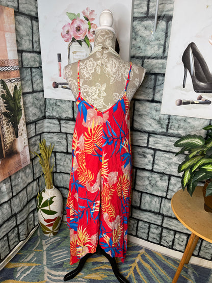 Entro Red Print Dress Women sz Large