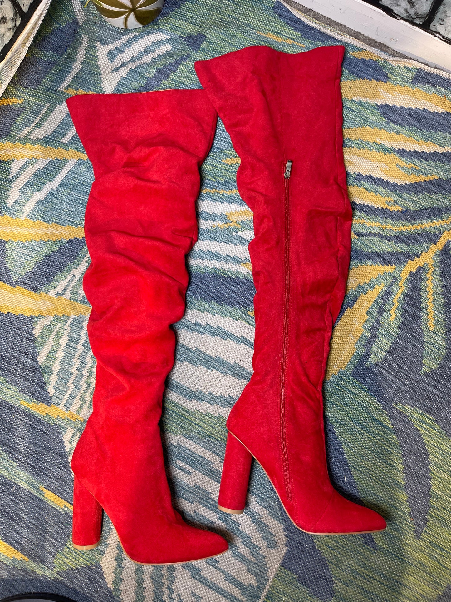 Fashion Nova Red Tall Heels Women sz 9