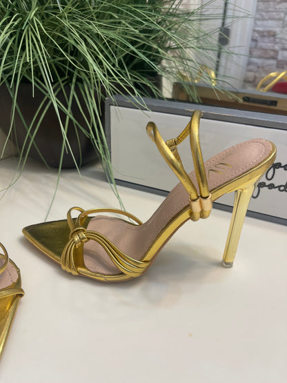 NEW Weibena Gold Heels Women sz 8