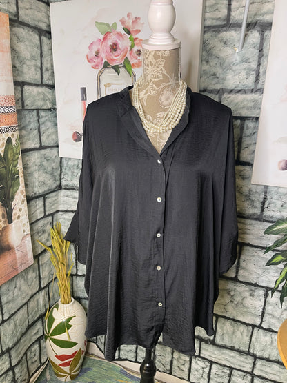 Gigio Black Button Blouse Women sz Small